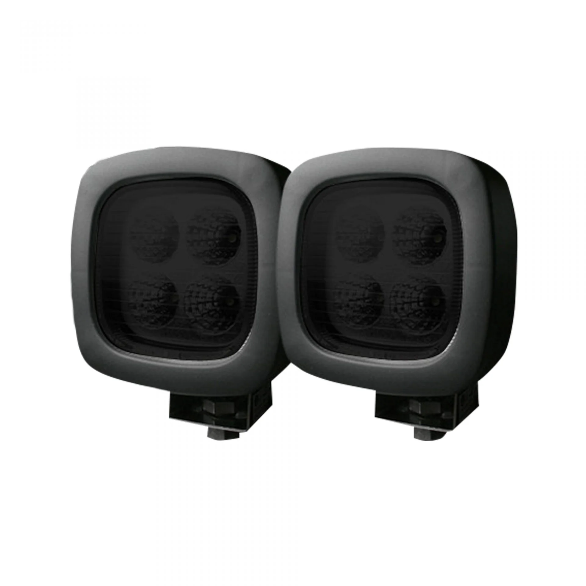 1800 Lumen Driving Light Kit 12W 6500K 4 LEDs Black Chrome Square Housing Clear