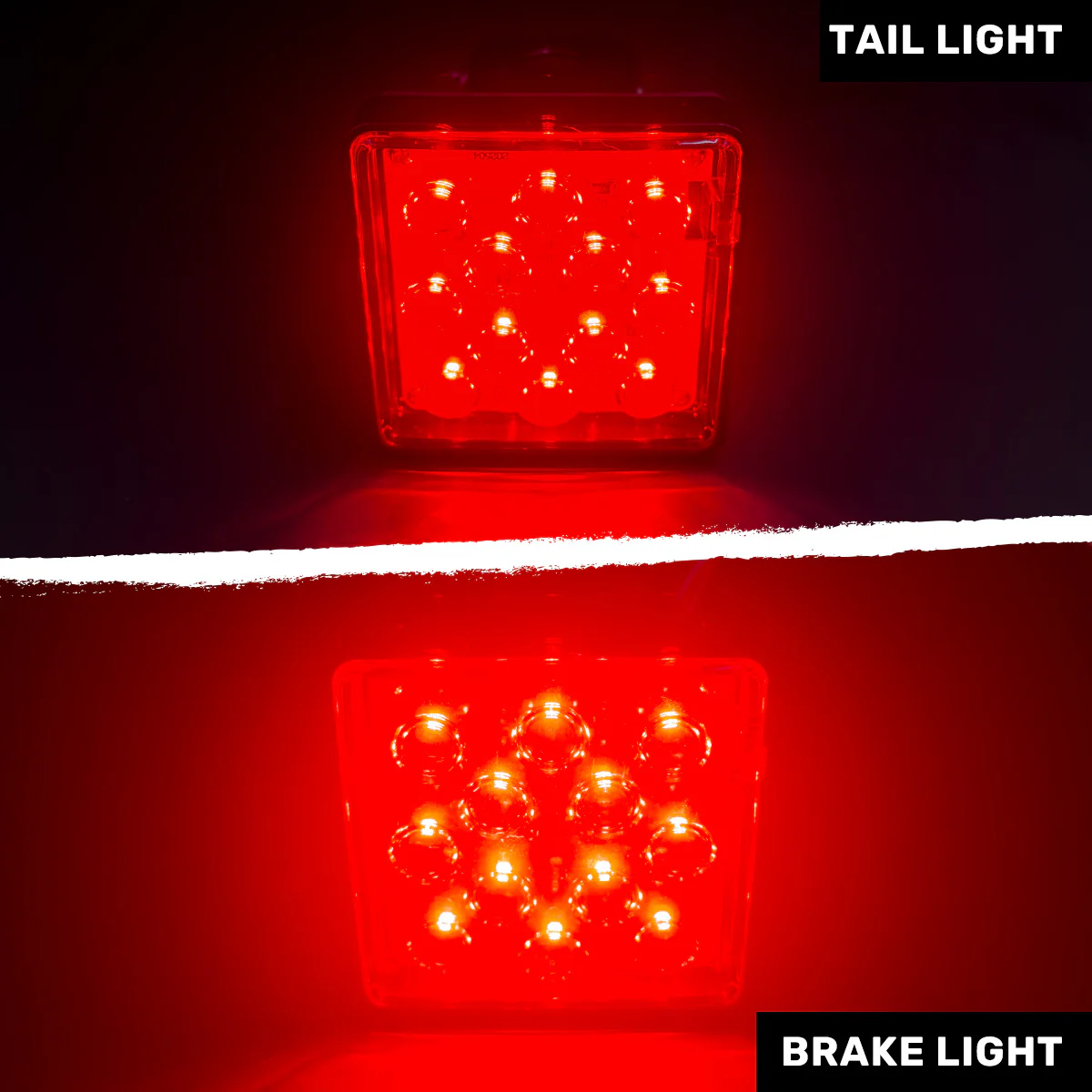 2" Trailer Tow Hitch Cover with Red Square Ultra Bright LED Brake & Tail Light w/ 4-PIN Trailer Plug - Image 3