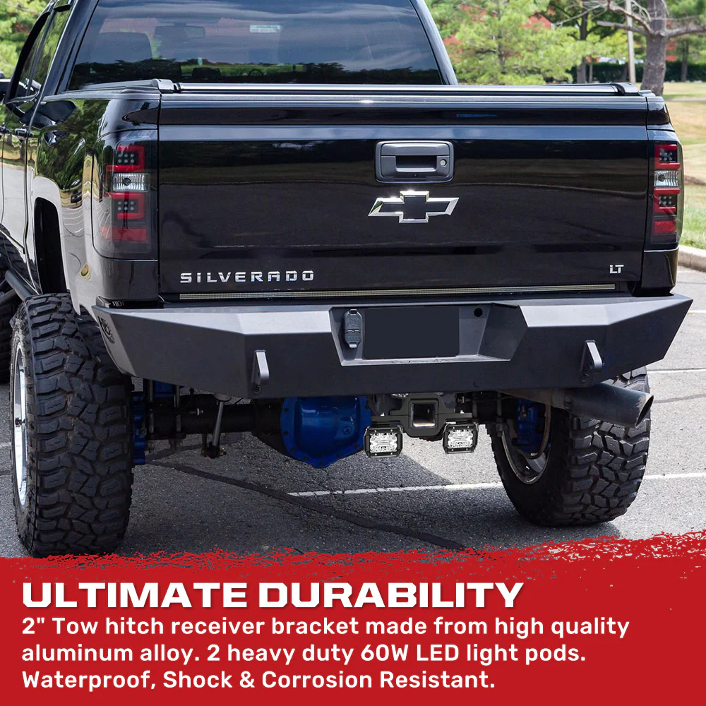 2" Universal Tow Hitch Mount Bracket w/ 2-Piece 60W LED Light Pods for Backup/Reverse Lights - Image 6