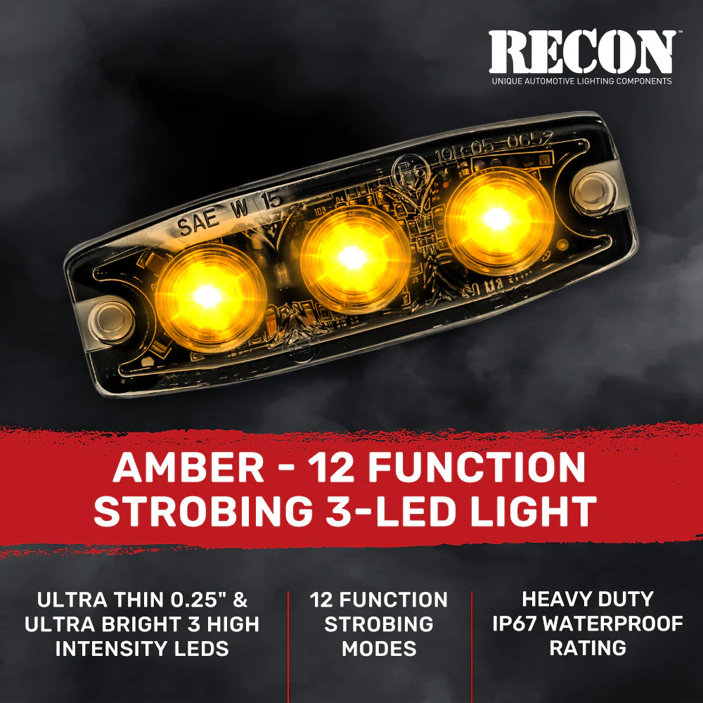 Universal 3-LED 12 Function 3.5" Ultra-Thin 0.25" Emergency Flashing Strobe Light - Multiple Colors - Image 10