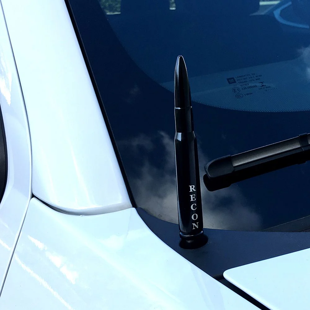 .50 Cal Bullet Antenna (Fits OEM Factory Threaded Antenna) in White with Red Tip - Image 4