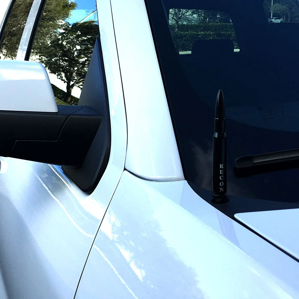 .50 Cal Bullet Antenna (Fits OEM Factory Threaded Antenna) in White with Red Tip - Image 5