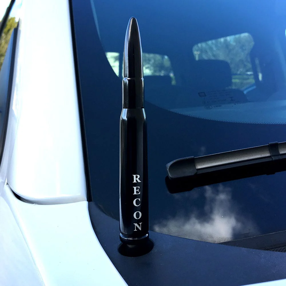 .50 Cal Bullet Antenna (Fits OEM Factory Threaded Antenna) in White with Red Tip - Image 6