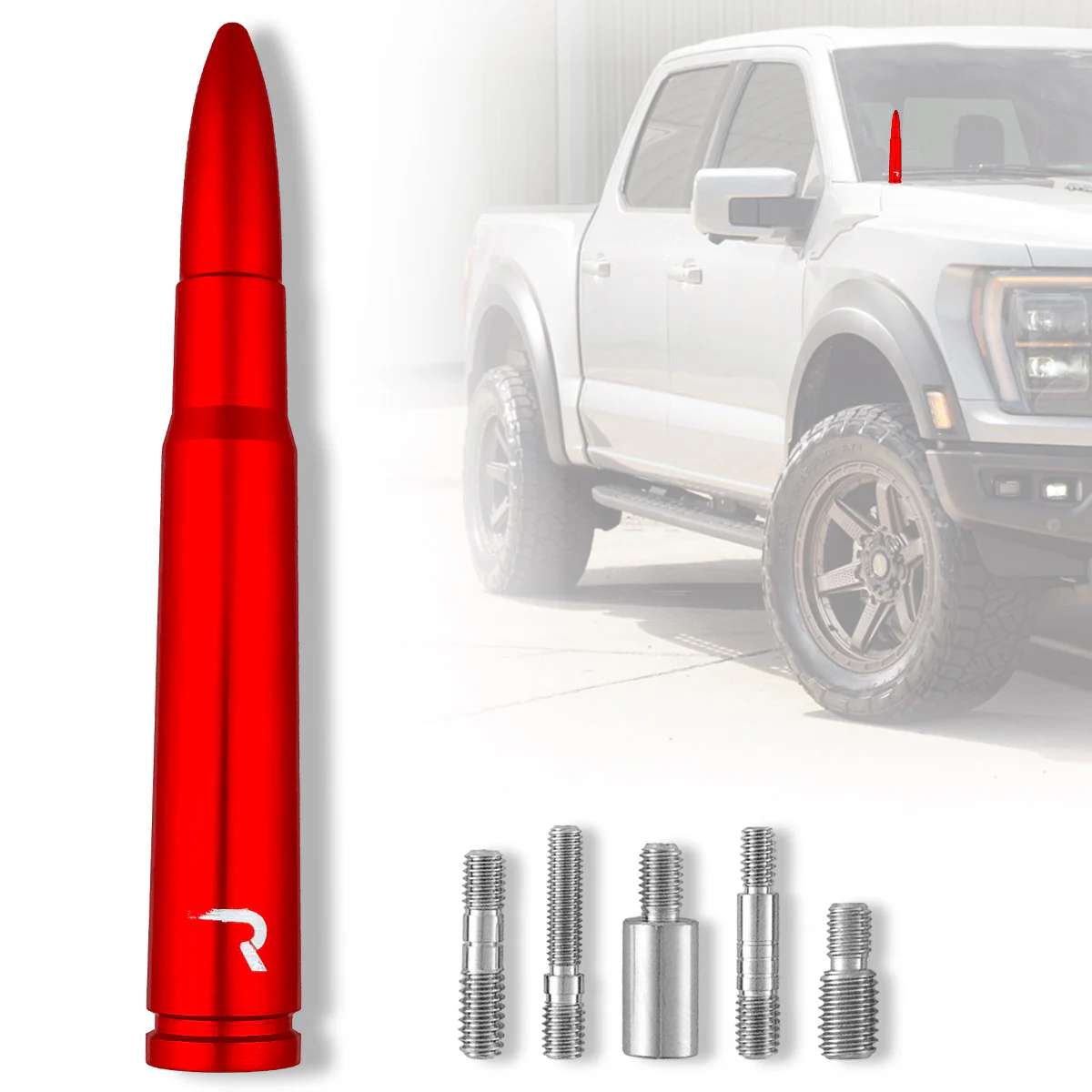 .50 Cal Bullet Antenna (Fits OEM Factory Threaded Antenna) Multiple Colors - Image 13