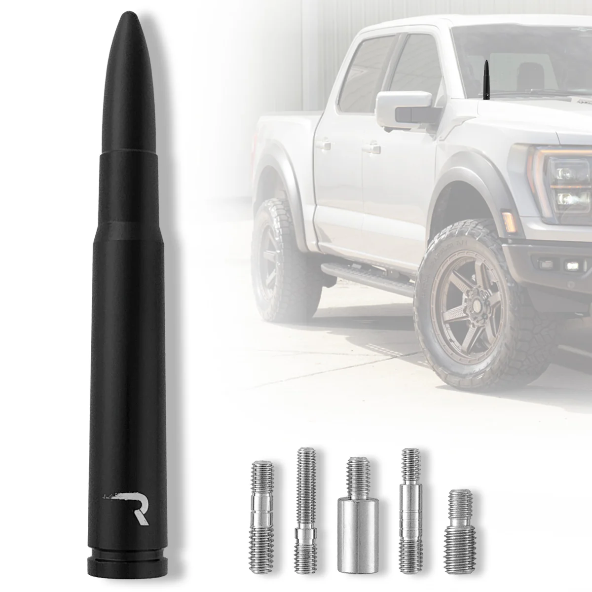.50 Cal Bullet Antenna (Fits OEM Factory Threaded Antenna) Multiple Colors - Image 3