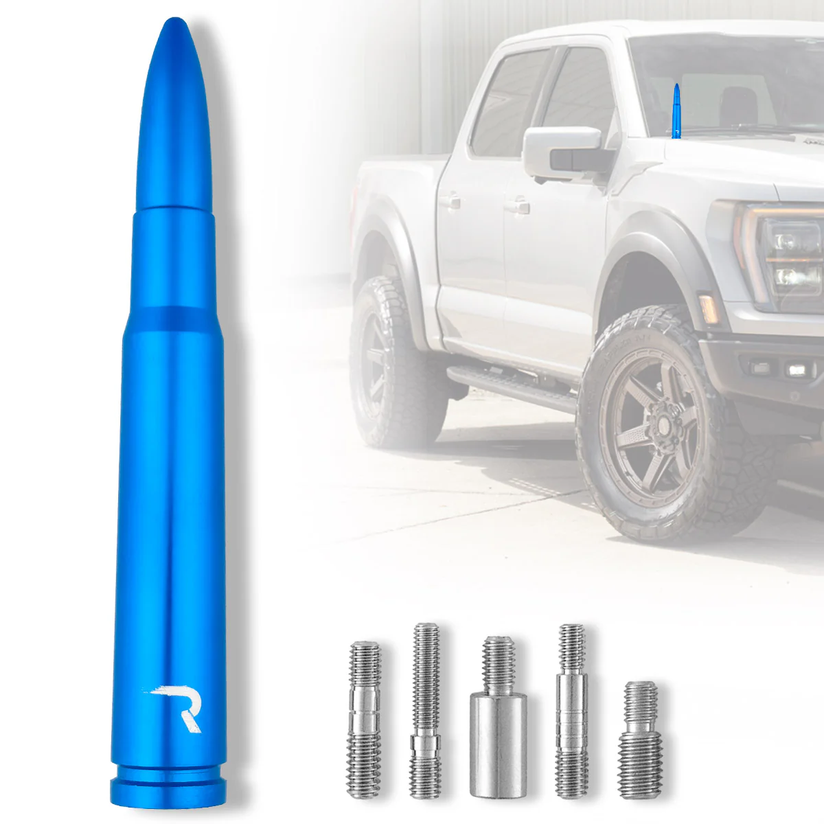 .50 Cal Bullet Antenna (Fits OEM Factory Threaded Antenna) Multiple Colors - Image 7