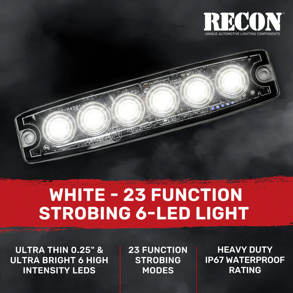 Universal 6-LED 23 Function 5.25" Ultra-Thin 0.25" Emergency Flashing Strobe Light - Multiple Colors - Image 9