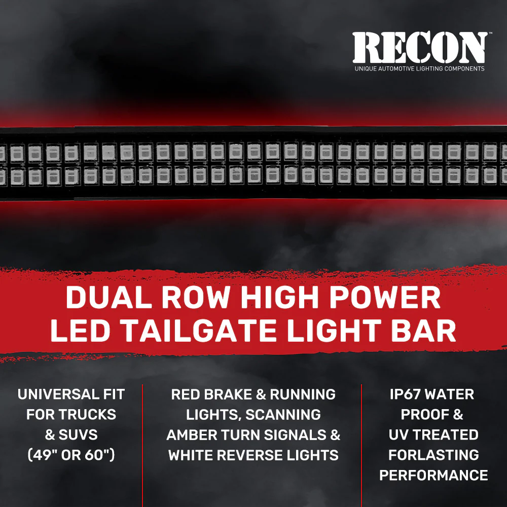 "Dual Row" Tailgate Bar High Power LED Scanning Amber Signals, Brake & Reverse Lights - Multiple Sizes - Image 10