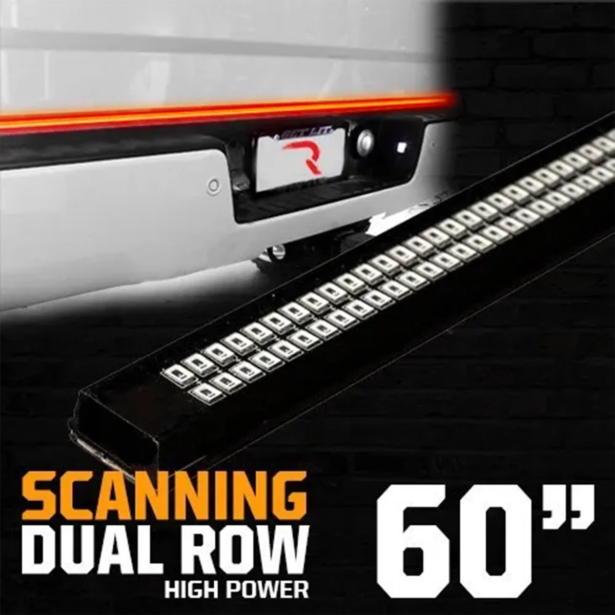 "Dual Row" Tailgate Bar High Power LED Scanning Amber Signals, Brake & Reverse Lights - Multiple Sizes - Image 13