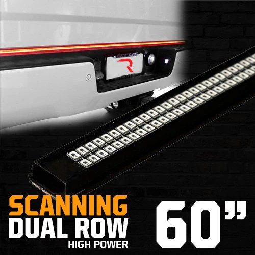 "Dual Row" Tailgate Bar High Power LED Scanning Amber Signals, Brake & Reverse Lights - Multiple Sizes - Image 3