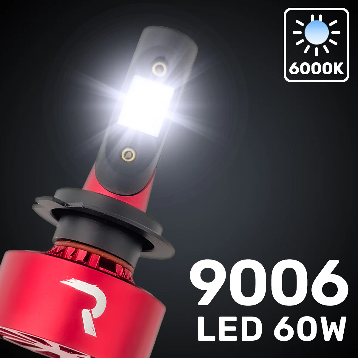 9006 12V Ultra High-Power 60-Watt LED Headlight Bulbs Single Beam 6000K Color - Image 2