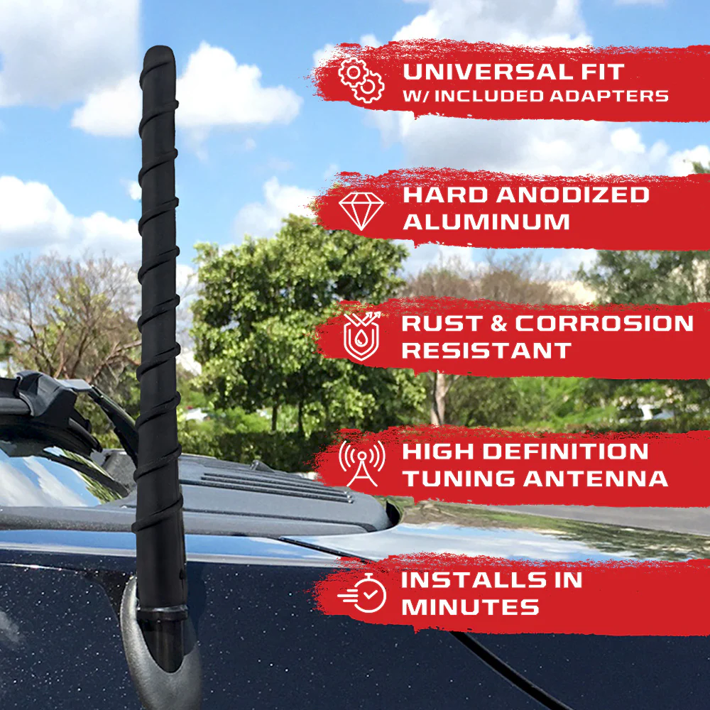 Aluminum 7" Long Range Antenna (Fits OEM Factory Threaded Antenna) in Black - Image 3