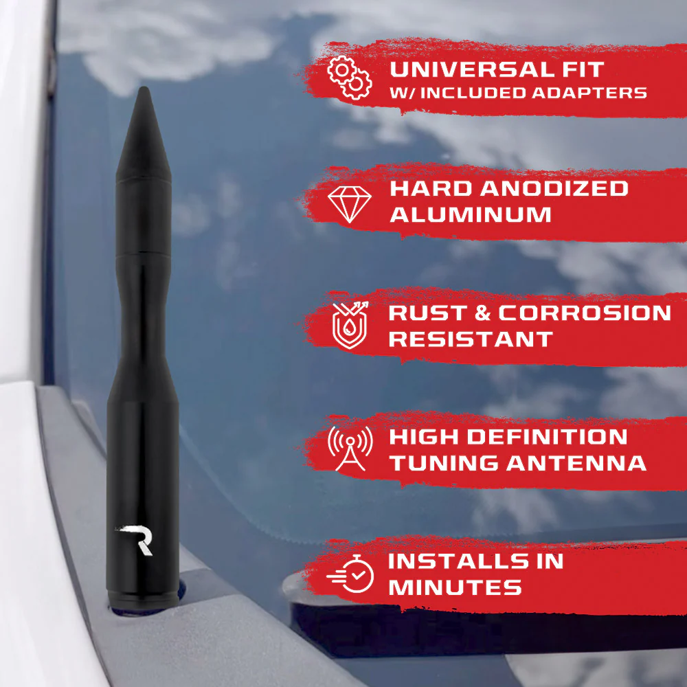 Aluminum Rocket Style Antenna 5" (Fits OEM Factory Threaded Antenna) in Black - Image 3