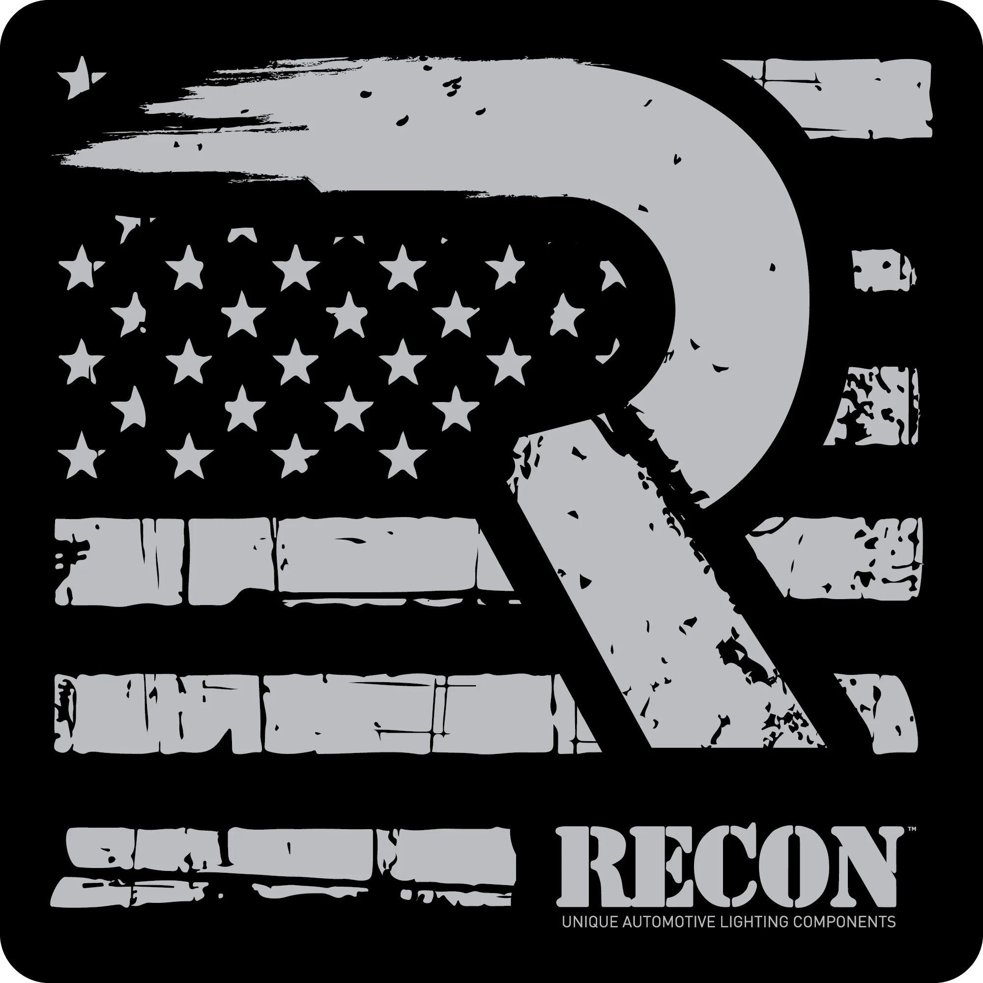 American Flag Square Sticker - Black & Silver