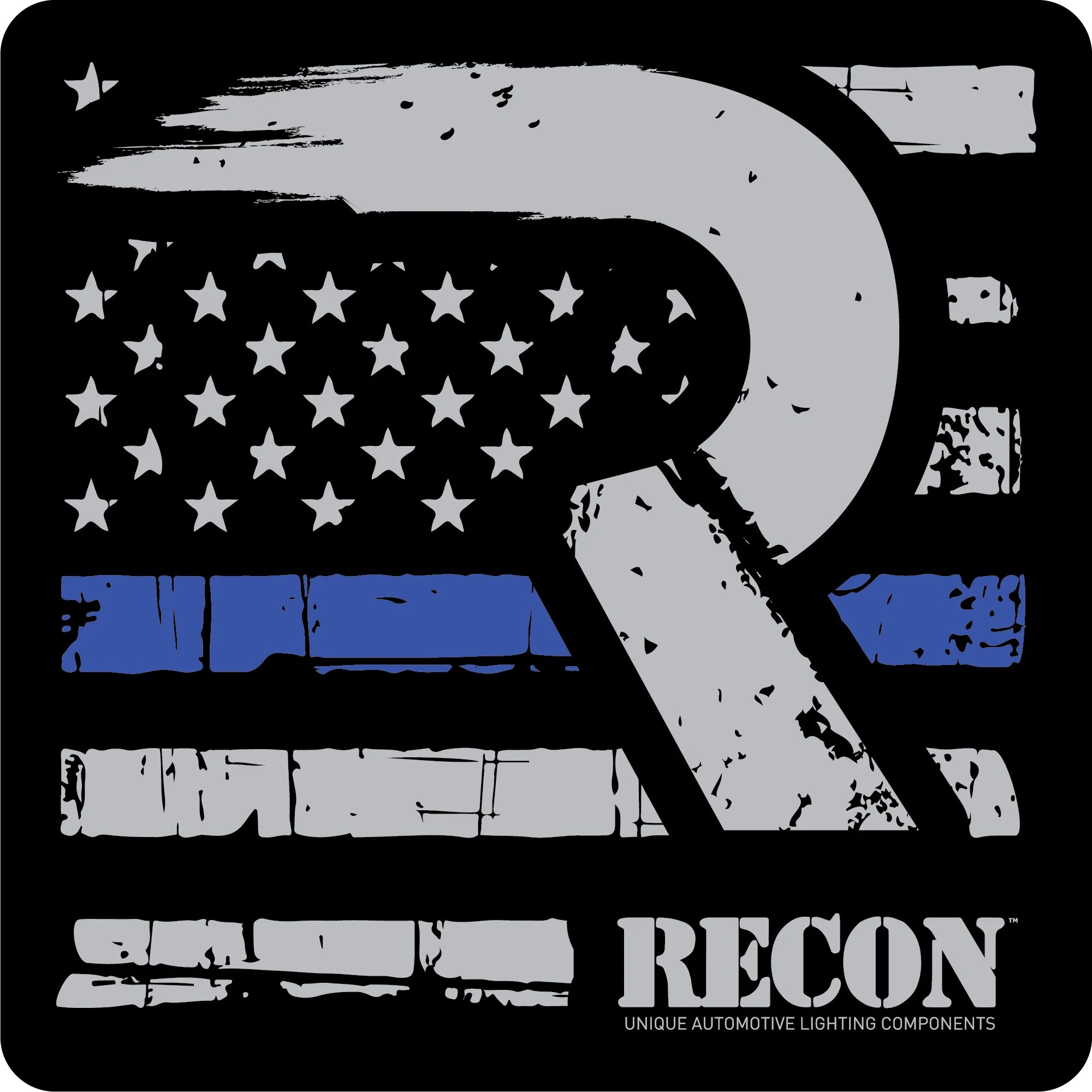 American Flag Square Sticker - Blue Line