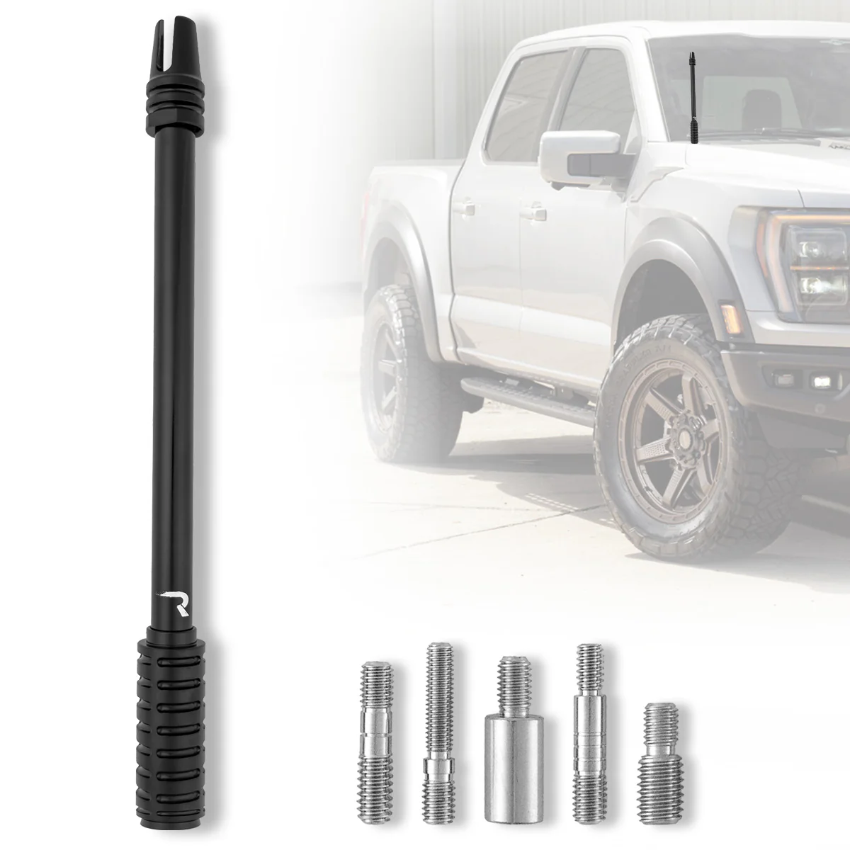 AR-15 Rifle Barrel 10" Aluminum Truck Antenna with 3-Pronged Threaded Flash Hider Barrel Tip (Antenna Fits OEM Factory Threaded Antenna Base) Multiple Colors - Image 3