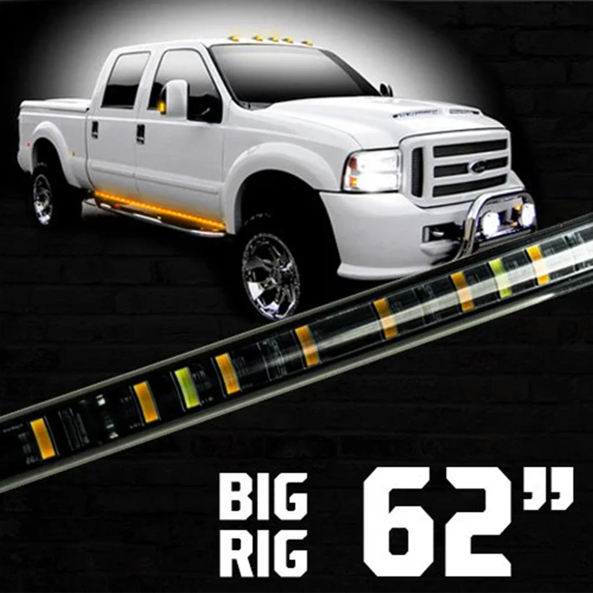 "Big Rig" Side Mounted High Power LED Light Bar Kit Amber Running Lights & Turn Signals - Multiple Sizes - Image 11