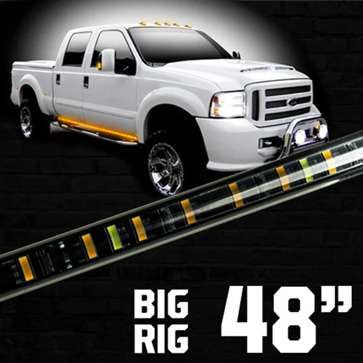"Big Rig" Side Mounted High Power LED Light Bar Kit Amber Running Lights & Turn Signals - Multiple Sizes - Image 5