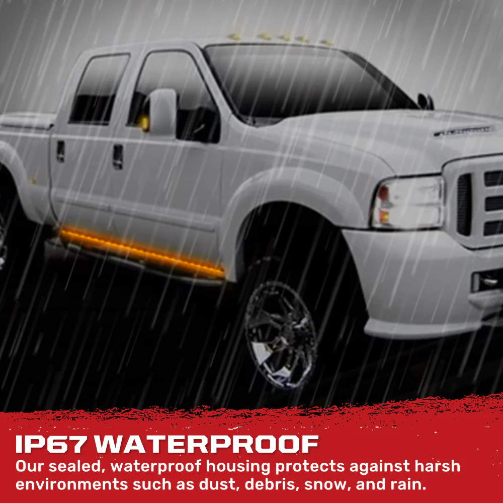 "Big Rig" Side Mounted High Power LED Light Bar Kit Amber Running Lights & Turn Signals - Multiple Sizes - Image 8