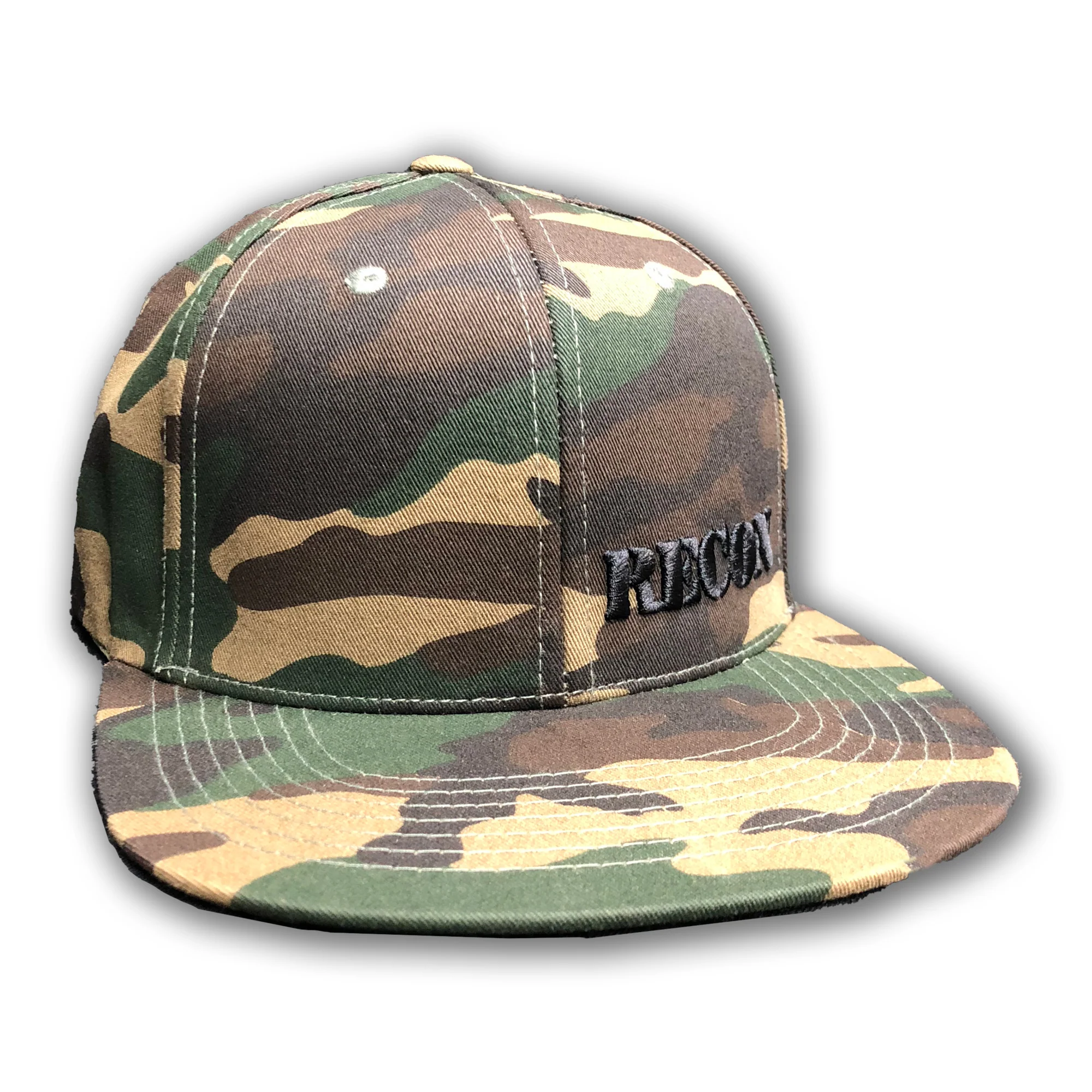 Black RECON Logo on Green Camo Hat - Snap Back - Image 3
