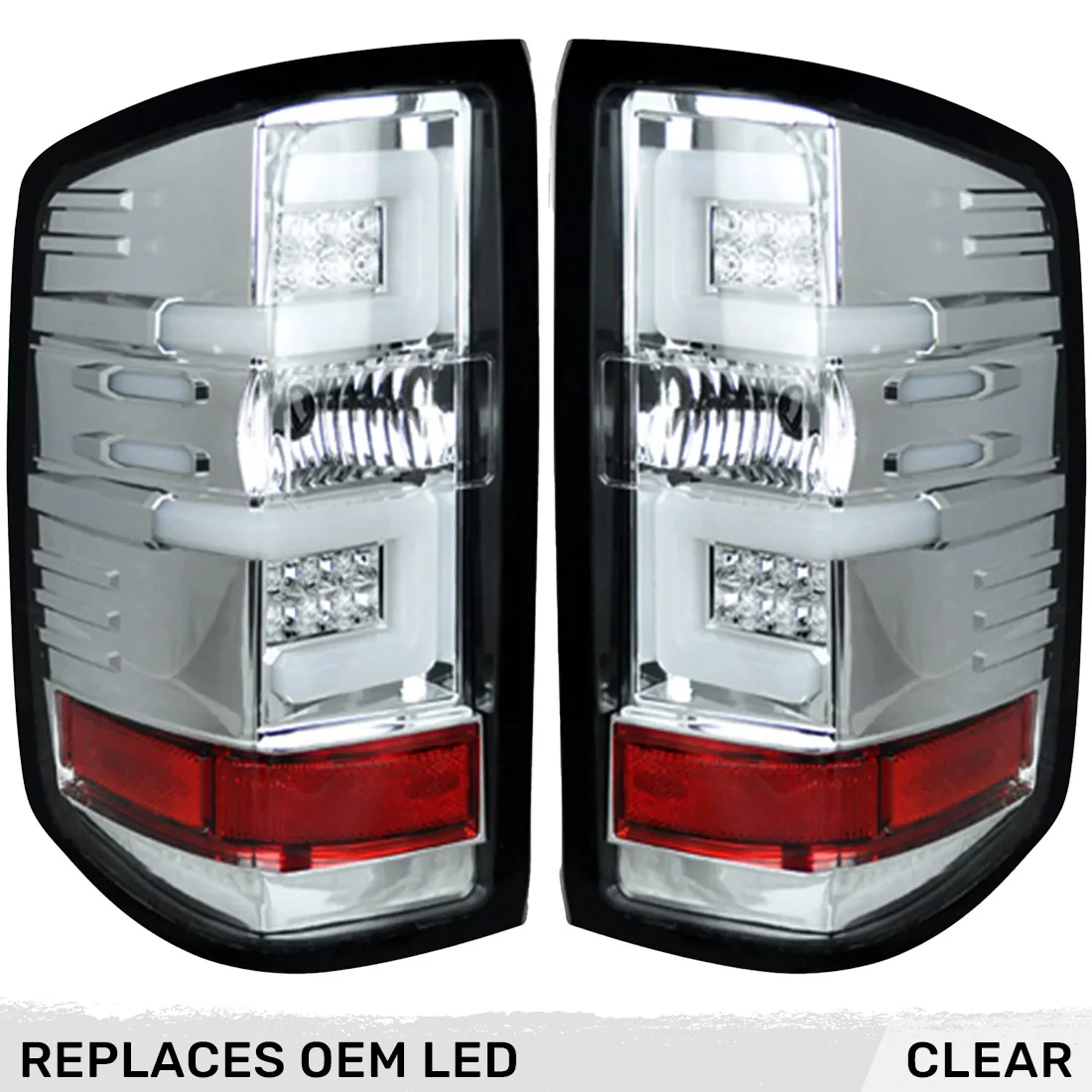 Chevy Silverado 2500/3500 16-19 (Fits Single-Wheel Only & Replaces Factory OEM LED Tail Lights Only) OLED Tail Lights in Multiple Lens - Image 22