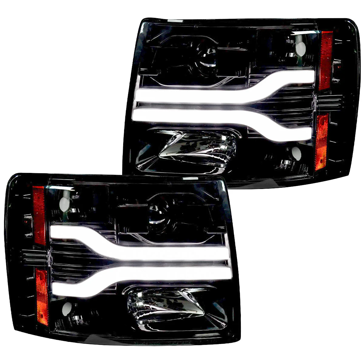 Chevrolet Silverado 07-13 (2nd Gen Single-Wheel 1500/2500/3500) Projector Headlights OLED Halos DRL - Multiple Styles - Image 15