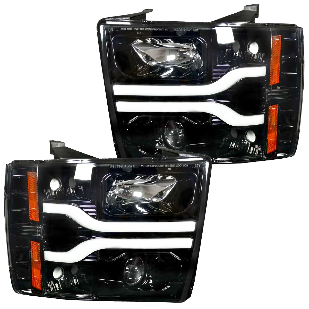 Chevrolet Silverado 07-13 (2nd Gen Single-Wheel 1500/2500/3500) Projector Headlights OLED Halos DRL - Multiple Styles - Image 19