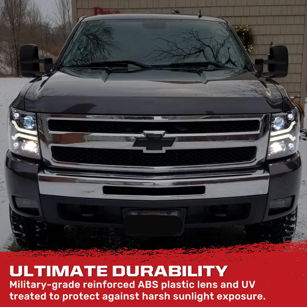 Chevrolet Silverado 07-13 (2nd Gen Single-Wheel 1500/2500/3500) Projector Headlights OLED Halos DRL - Multiple Styles - Image 23