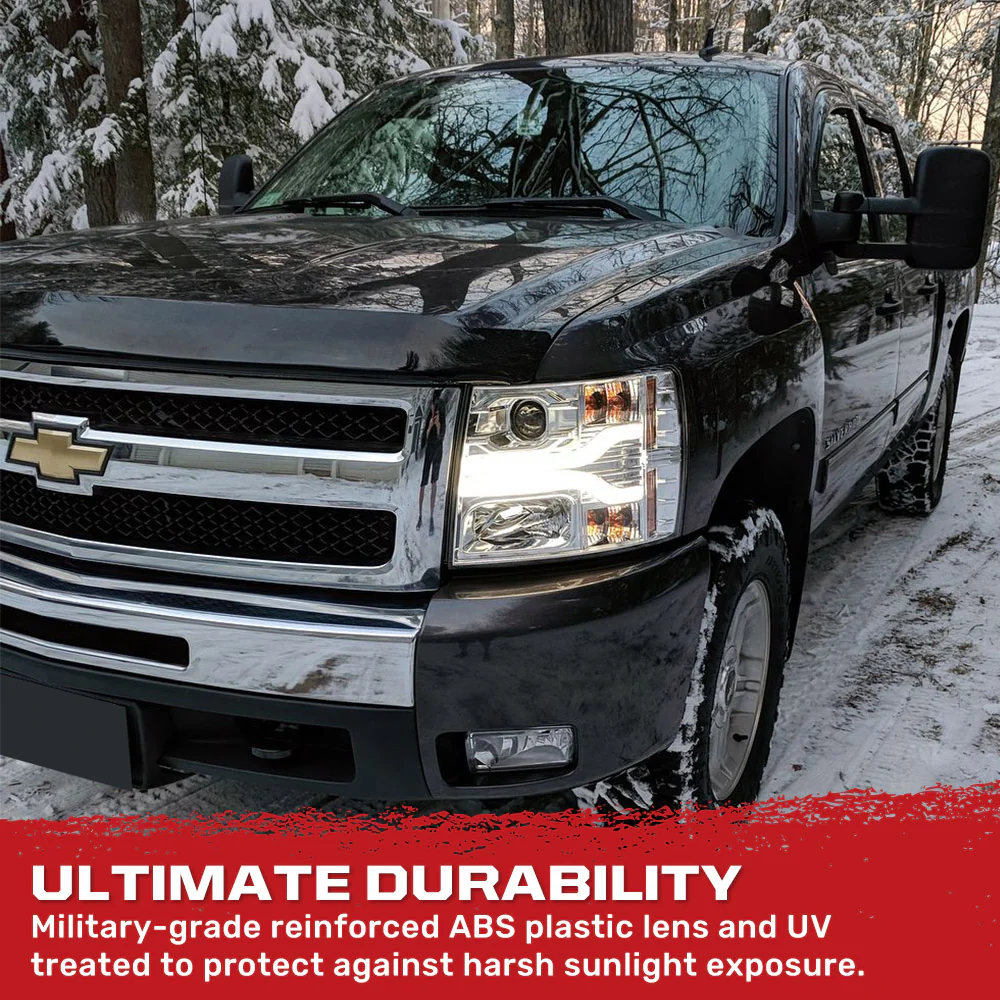 Chevrolet Silverado 07-13 (2nd Gen Single-Wheel 1500/2500/3500) Projector Headlights OLED Halos DRL - Multiple Styles - Image 29