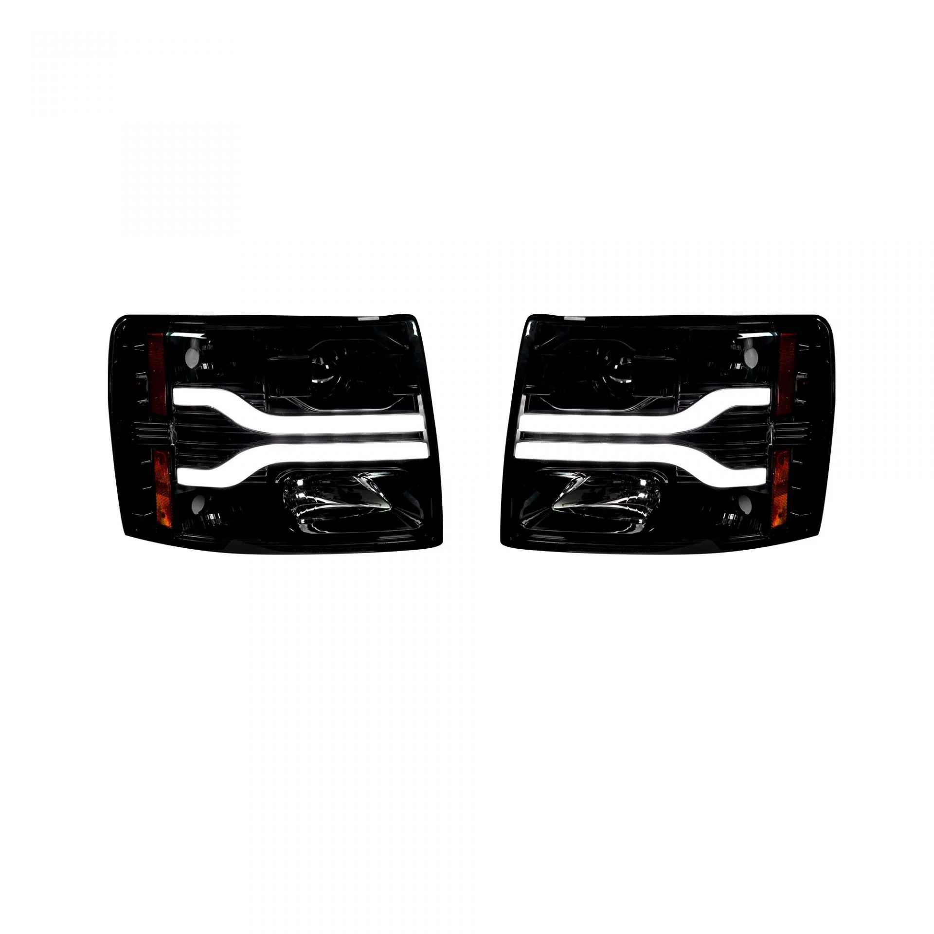 Chevrolet Silverado 07-13 (2nd Gen Single-Wheel 1500/2500/3500) Projector Headlights OLED Halos DRL - Multiple Styles - Image 3