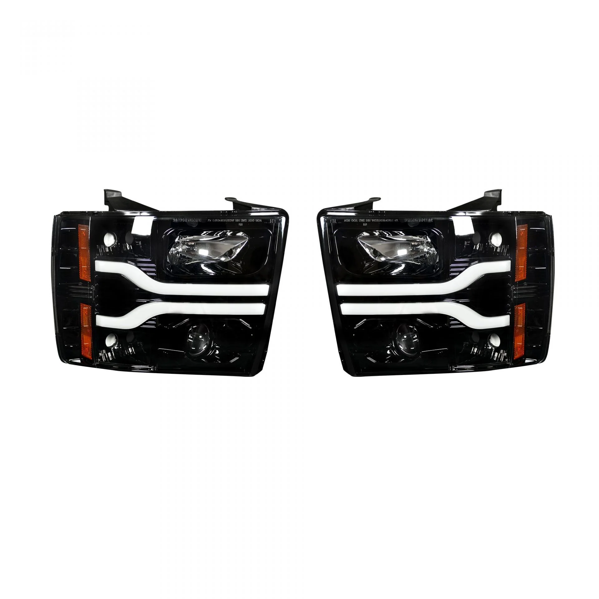 Chevrolet Silverado 07-13 (2nd Gen Single-Wheel 1500/2500/3500) Projector Headlights OLED Halos DRL - Multiple Styles - Image 6