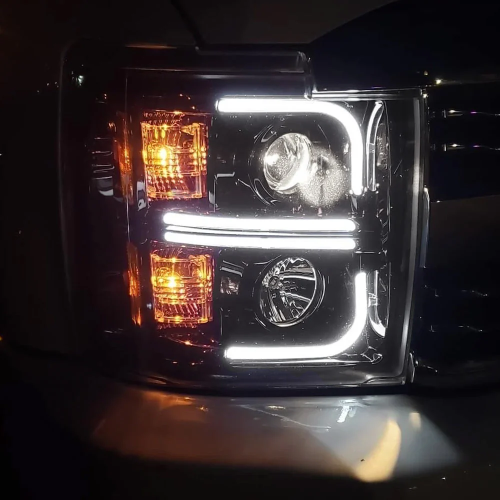 Chevy 14-15 Silverado 1500 Projector Headlights OLED Halos, DRL - Multiple Styles - Image 2
