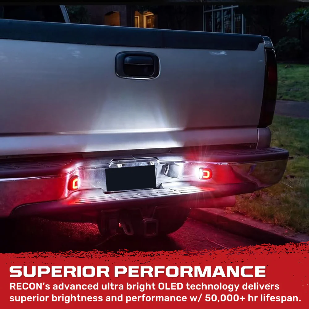Chevy Silverado & GMC Sierra 07-13 Ultra Bright White LED License Plate Illumination w/ Rear Red C Shaped Accent Lights - Image 5