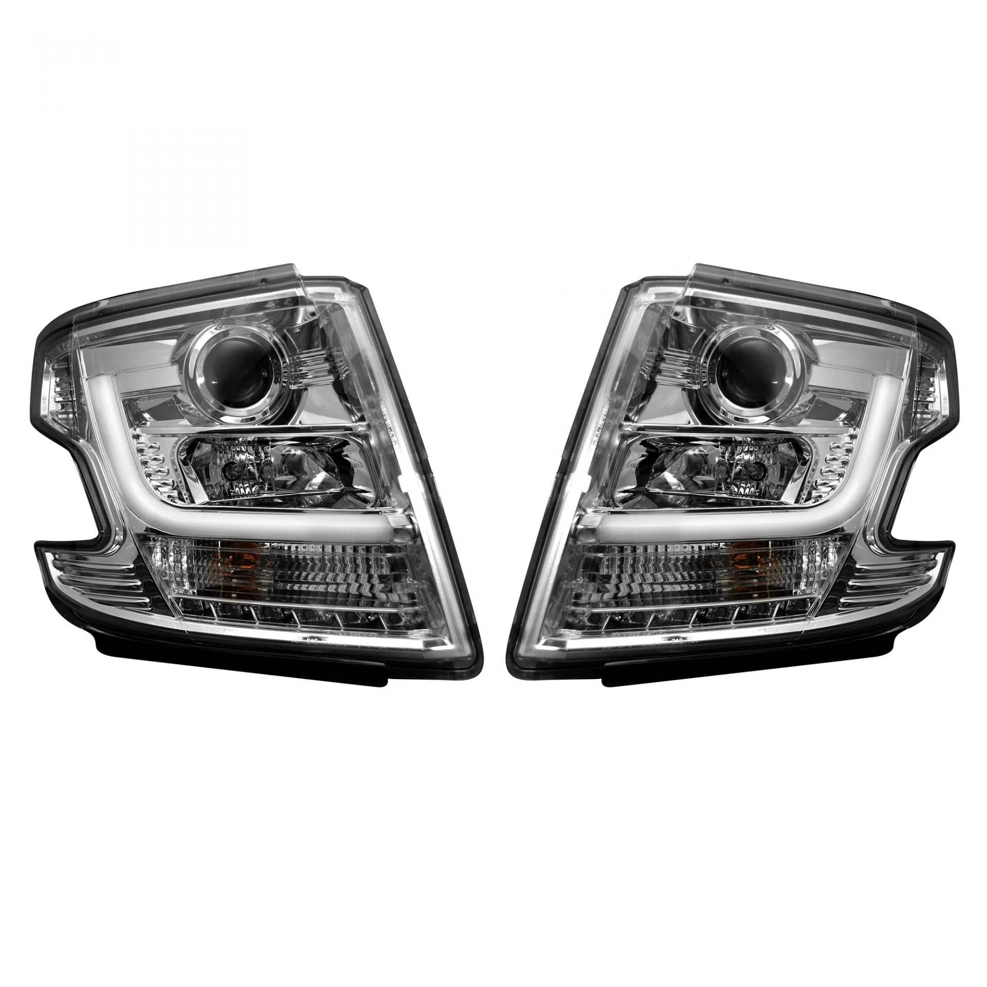 Chevy Tahoe 15-20 Projector Headlights OLED Halos & DRL in Clear/Chrome