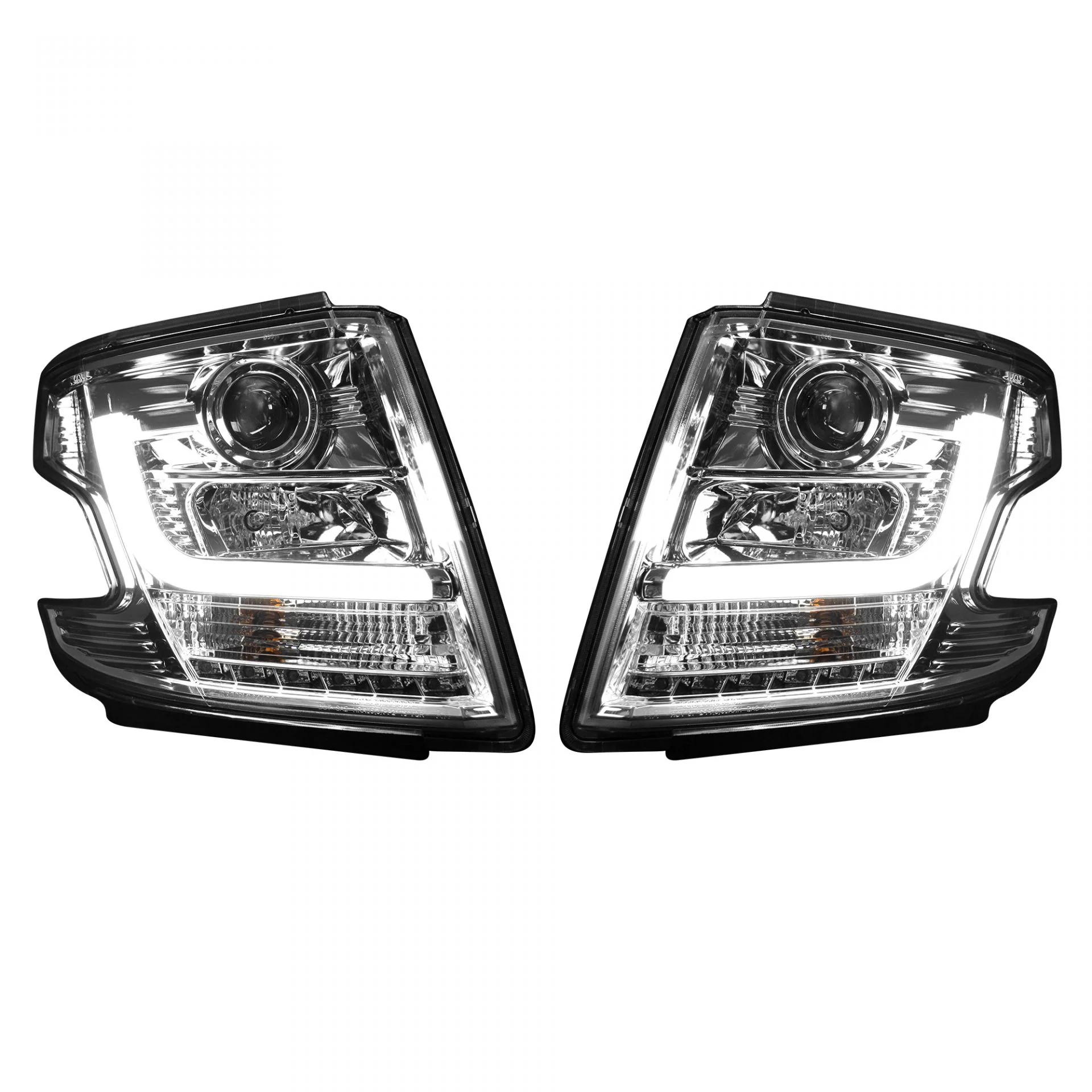 Chevy Tahoe 15-20 Projector Headlights OLED Halos & DRL in Clear/Chrome - Image 2