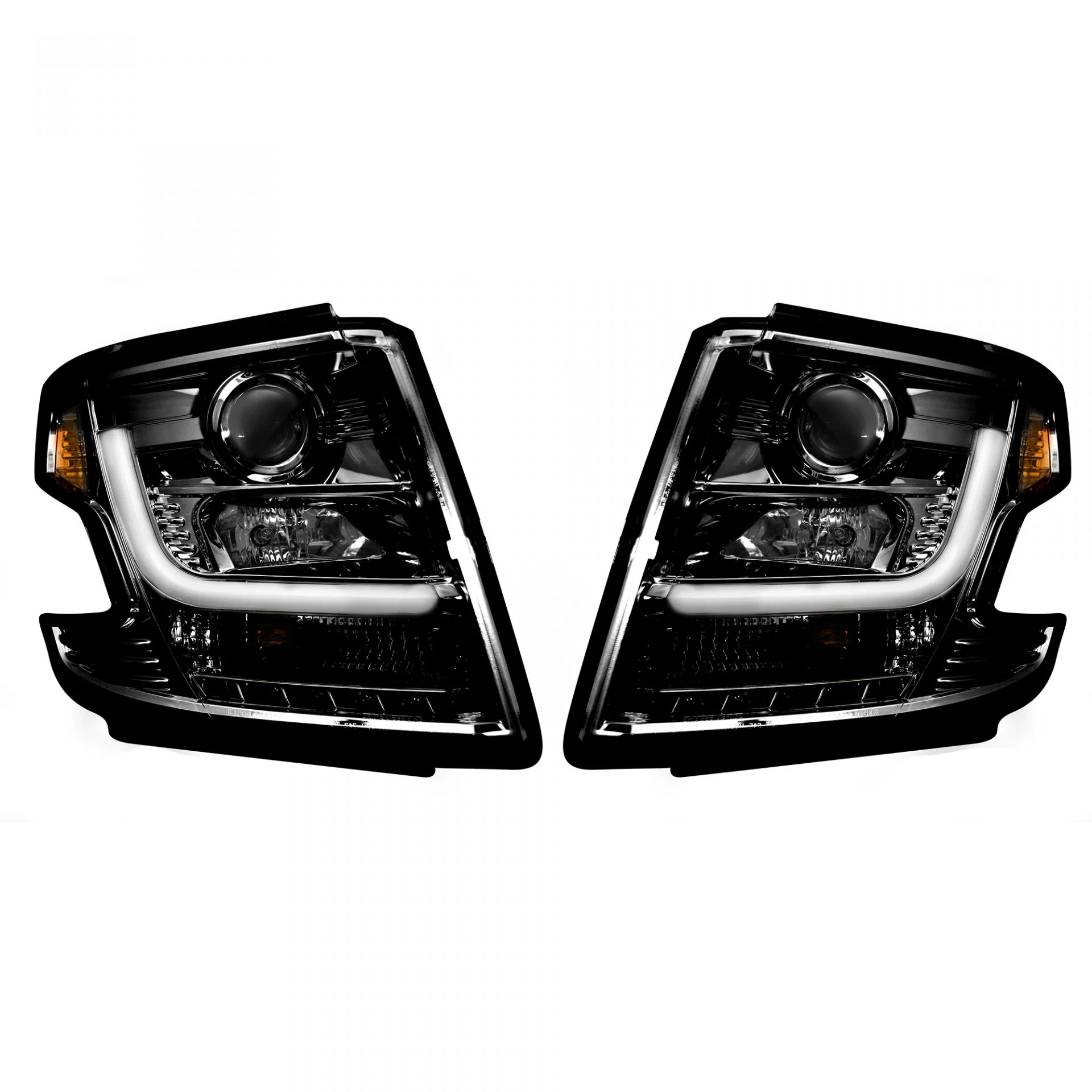 Chevy Tahoe 15-20 Projector Headlights OLED Halos, DRL Smoked/Black