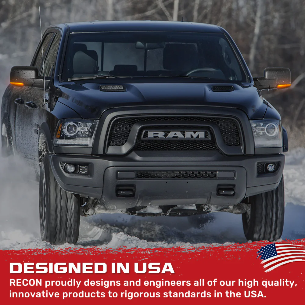 Dodge 10-18 RAM 2500/3500 Side Mirror Lights (2-PC Set) High Power LED White Running Lights, Puddle Lights & Scanning Amber Turn Signals - Smoked Lens - Image 5
