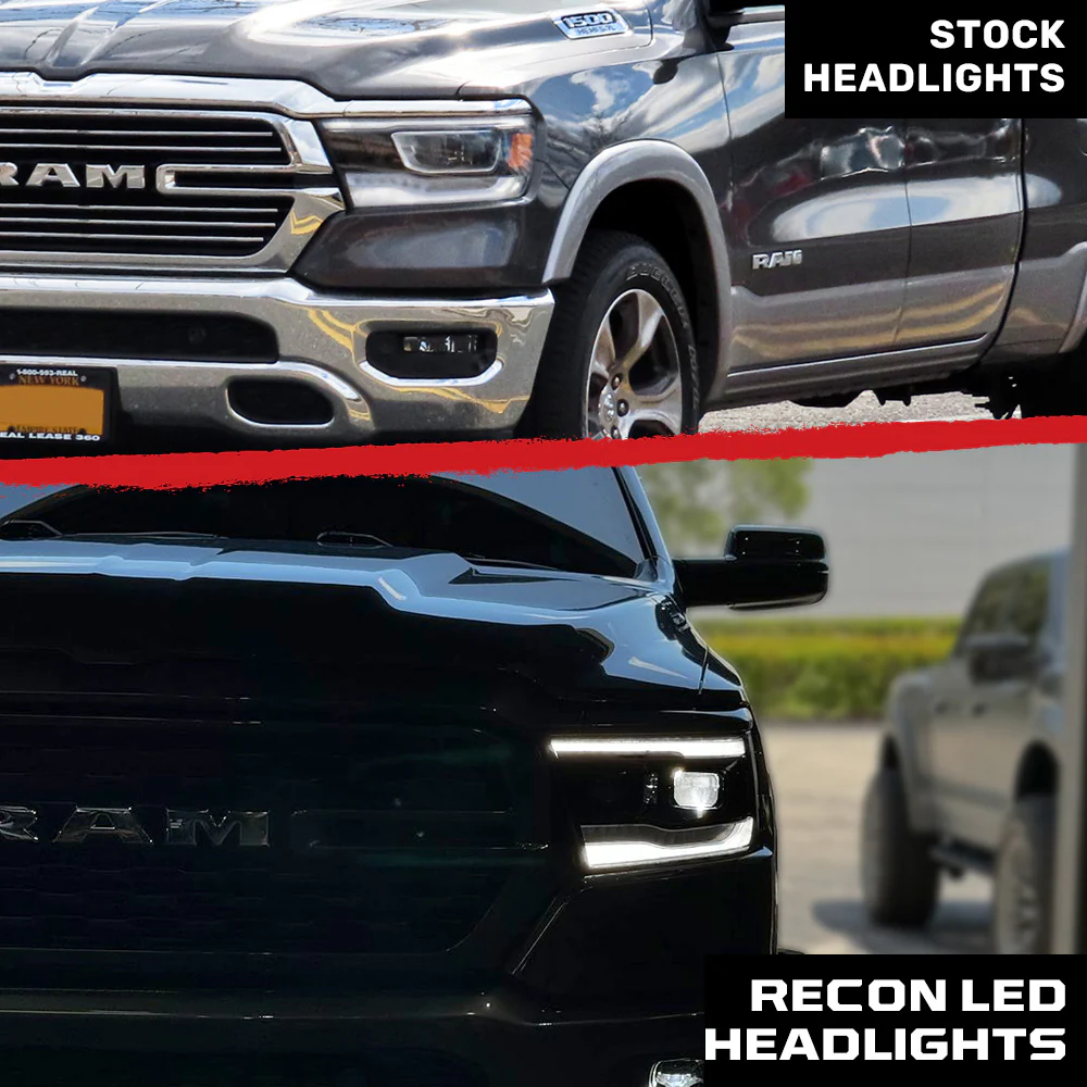 Dodge 19-23 RAM 1500 LED Projector Headlights Ultra High Power Smooth White OLED DRL & Scanning Amber LED Turn Signals w/ Startup Light Sequence (Replaces OEM LED Only) - Smoked / Black - Image 7