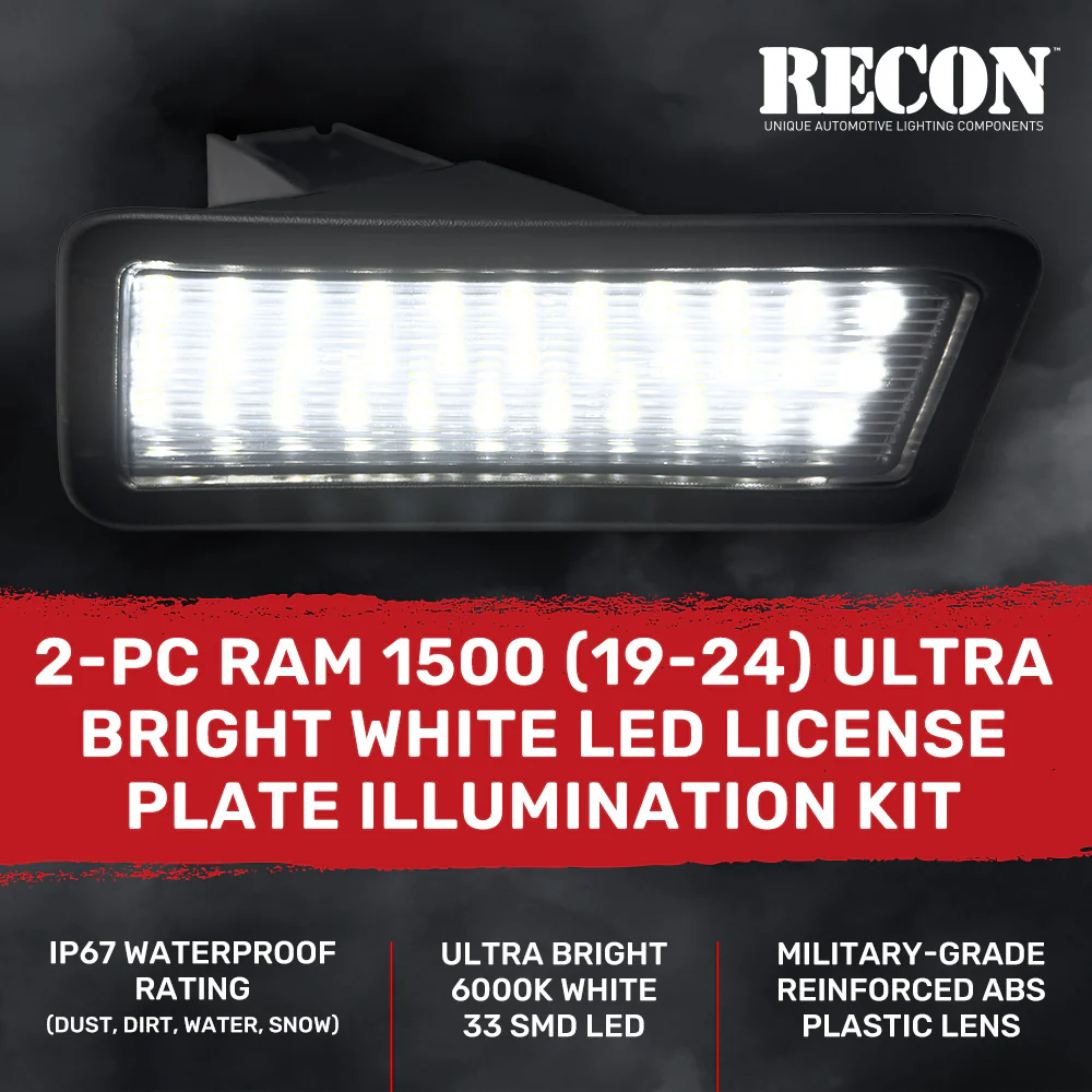 Dodge 19-24 RAM 1500 (NOT Classic Models) Ultra Bright 6000K White LED License Plate Illumination Kit - Smoked Lens - Image 4