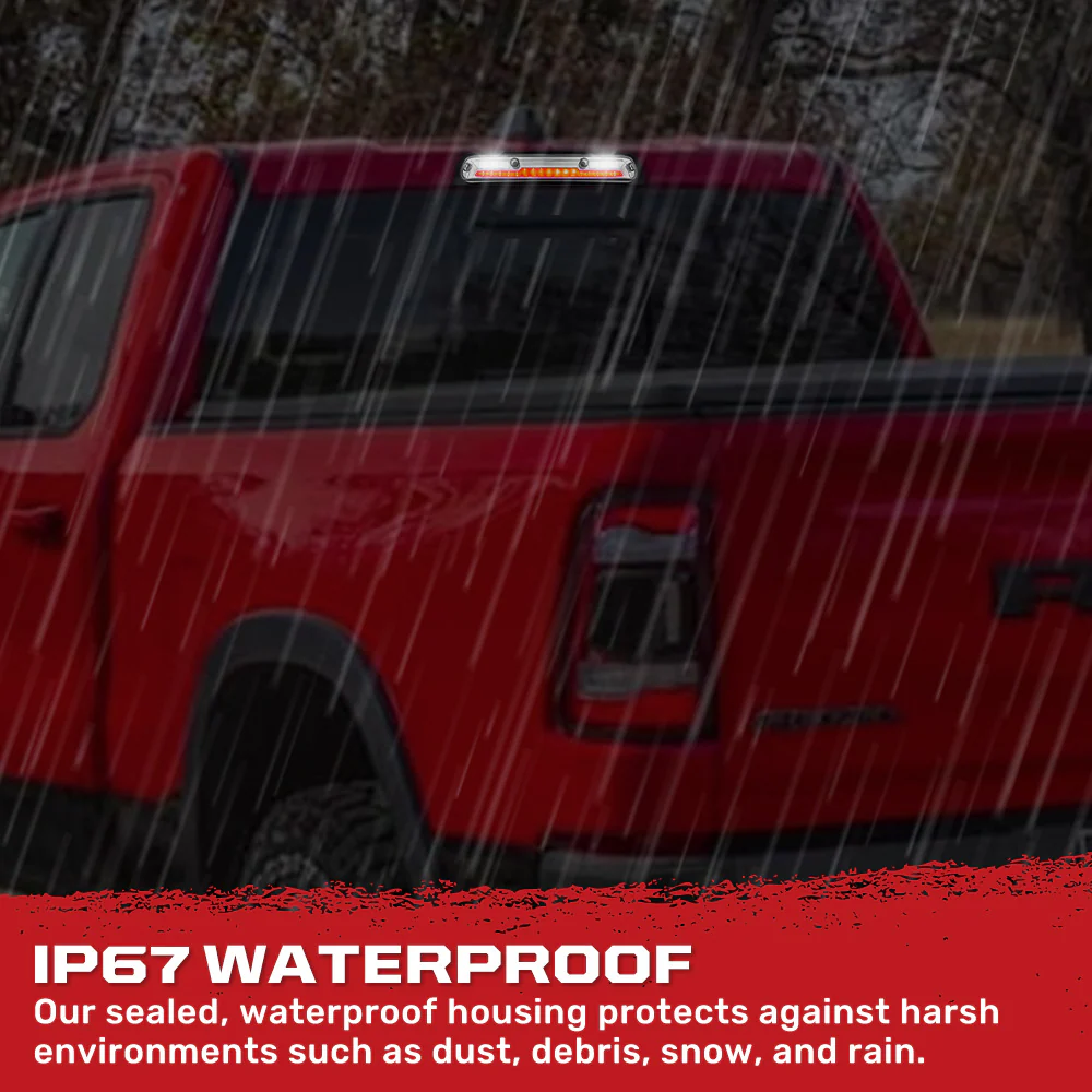 Dodge 19-25 RAM 1500 Red LED 3rd Brake Light Kit with White LED Cargo Lights and Clear Lens - Image 7