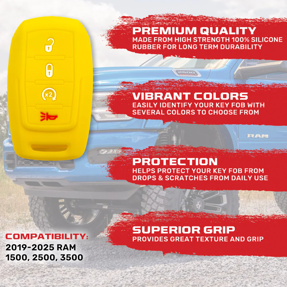 Dodge 19-25 RAM (1500, 2500, 3500) 1-Piece 100% Silicone Rubber Key Fob Cover - Multiple Colors - Image 16