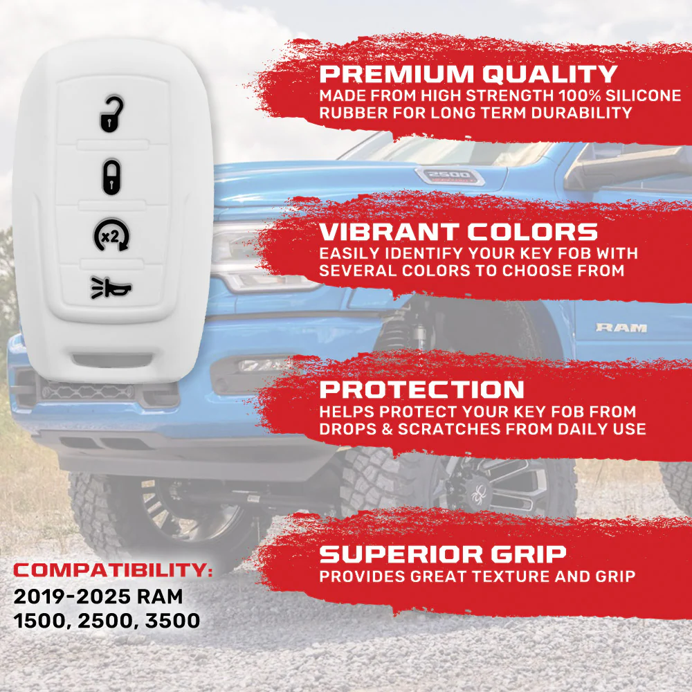 Dodge 19-25 RAM (1500, 2500, 3500) 1-Piece 100% Silicone Rubber Key Fob Cover - Multiple Colors - Image 20