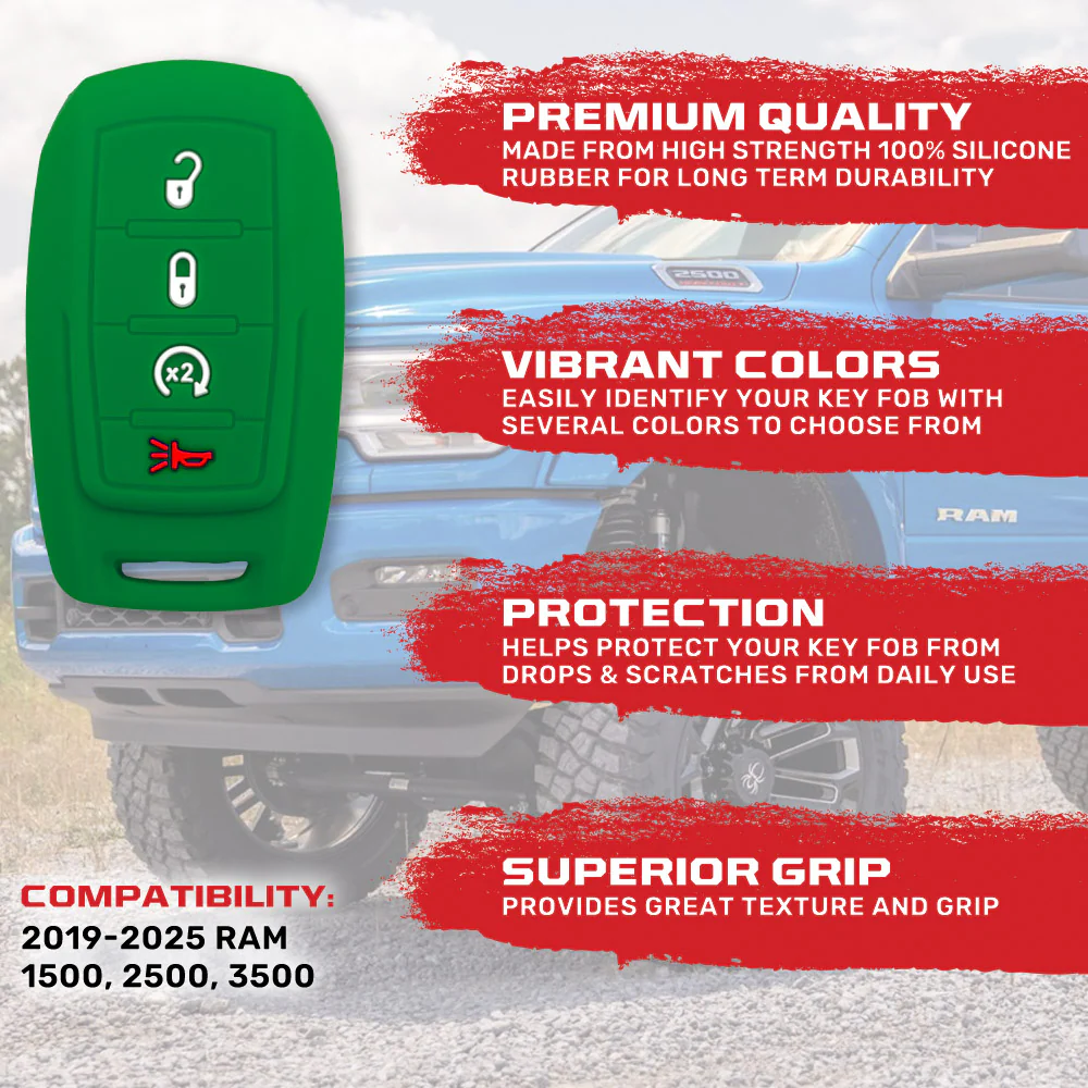 Dodge 19-25 RAM (1500, 2500, 3500) 1-Piece 100% Silicone Rubber Key Fob Cover - Multiple Colors - Image 29
