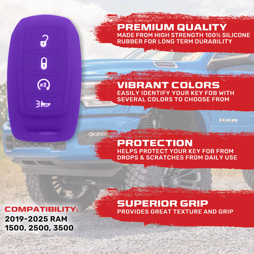 Dodge 19-25 RAM (1500, 2500, 3500) 1-Piece 100% Silicone Rubber Key Fob Cover - Multiple Colors - Image 37