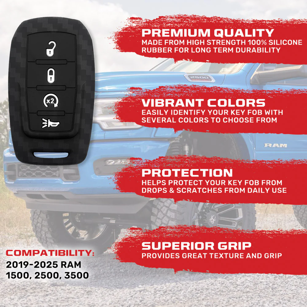 Dodge 19-25 RAM (1500, 2500, 3500) 1-Piece 100% Silicone Rubber Key Fob Cover - Multiple Colors - Image 40