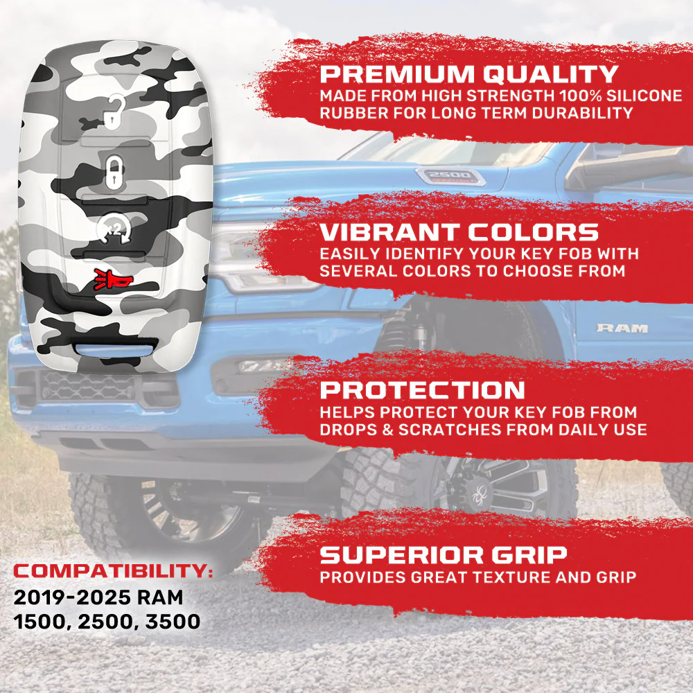 Dodge 19-25 RAM (1500, 2500, 3500) 1-Piece 100% Silicone Rubber Key Fob Cover - Multiple Colors - Image 44