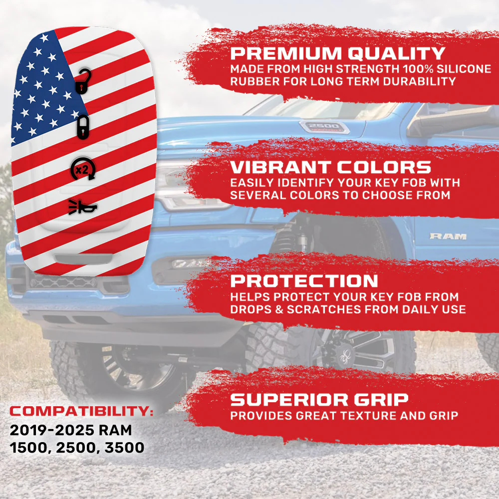 Dodge 19-25 RAM (1500, 2500, 3500) 1-Piece 100% Silicone Rubber Key Fob Cover - Multiple Colors - Image 49