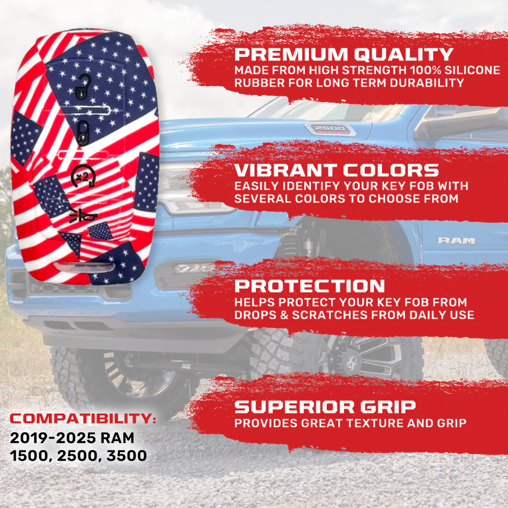 Dodge 19-25 RAM (1500, 2500, 3500) 1-Piece 100% Silicone Rubber Key Fob Cover - Multiple Colors - Image 53