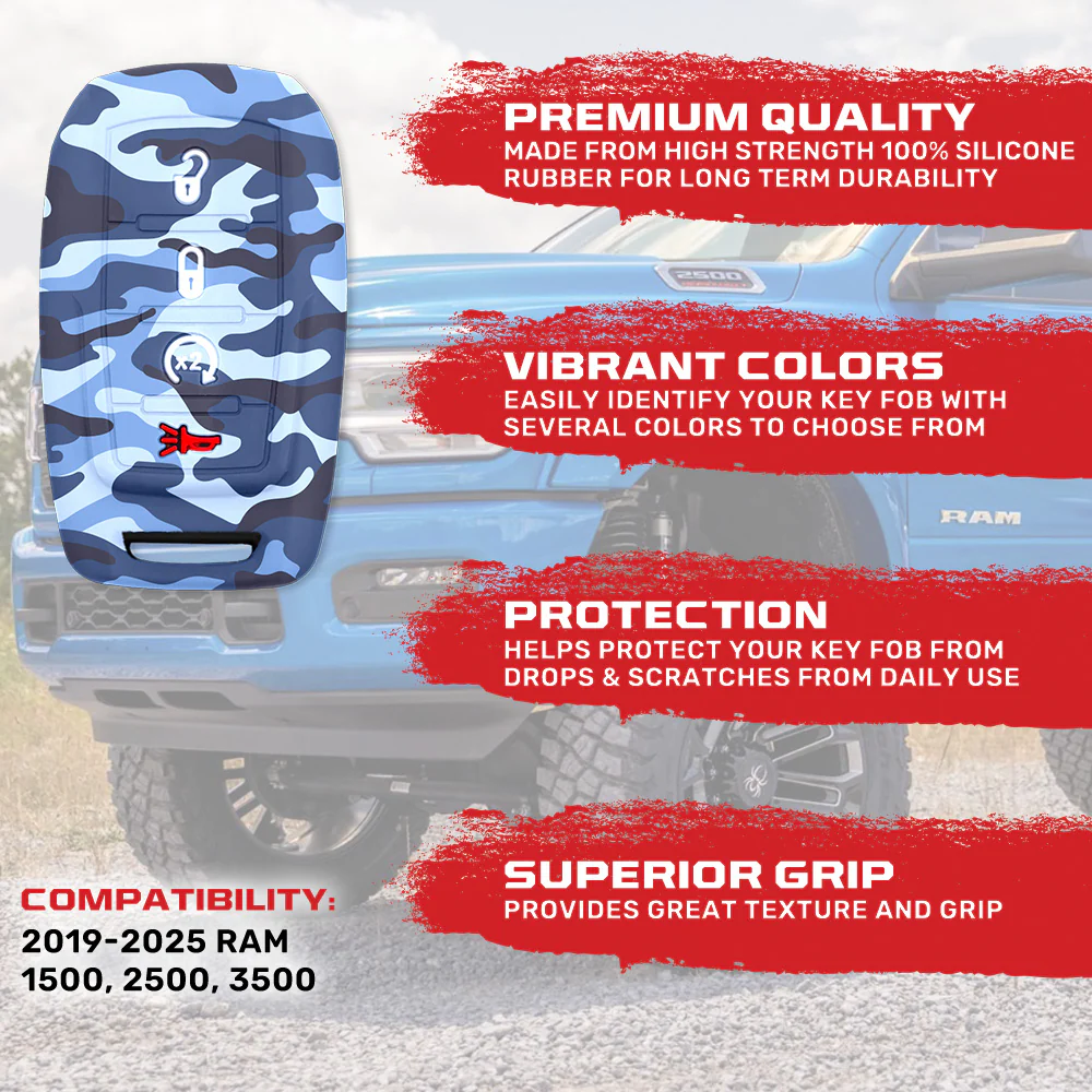 Dodge 19-25 RAM (1500, 2500, 3500) 1-Piece 100% Silicone Rubber Key Fob Cover - Multiple Colors - Image 57