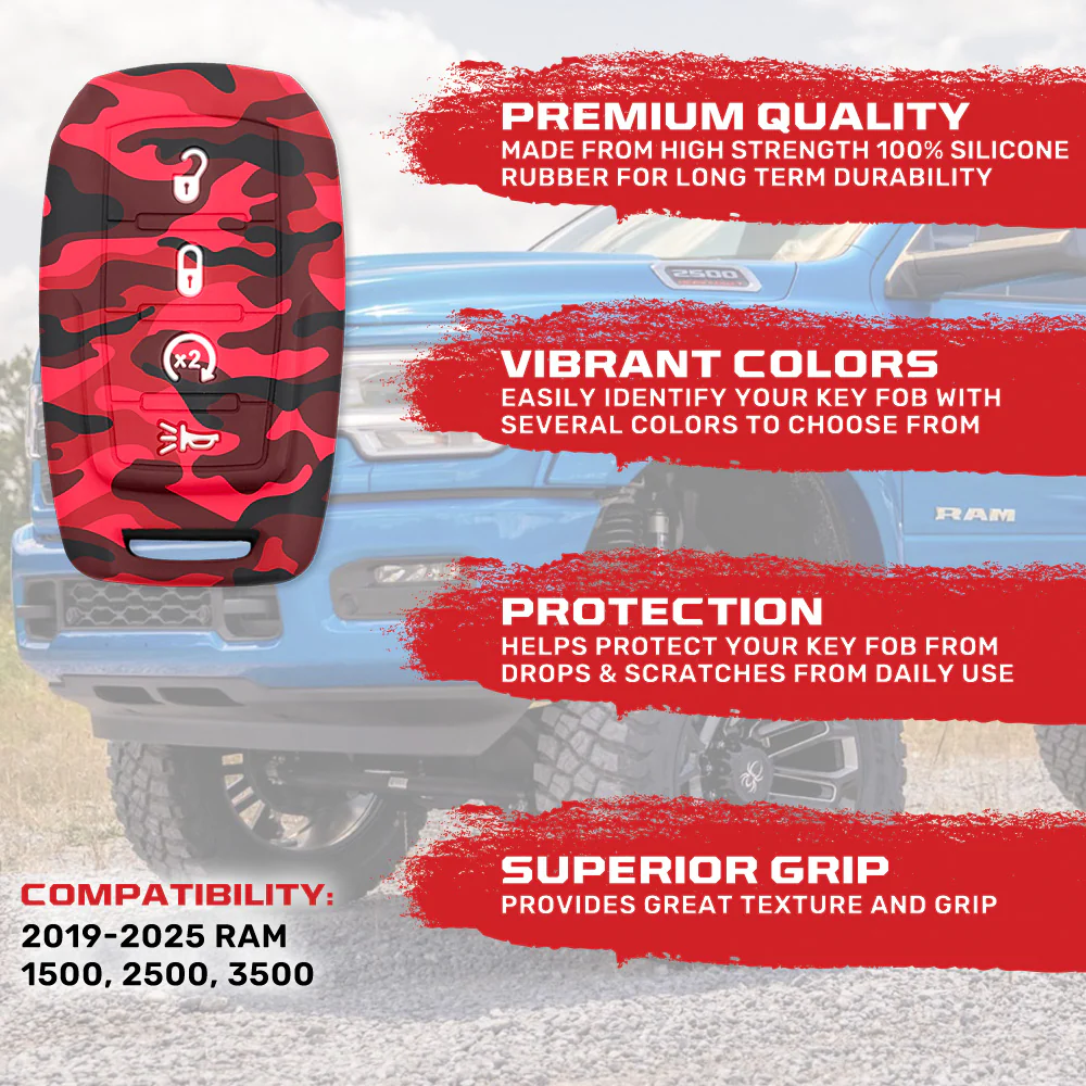 Dodge 19-25 RAM (1500, 2500, 3500) 1-Piece 100% Silicone Rubber Key Fob Cover - Multiple Colors - Image 62